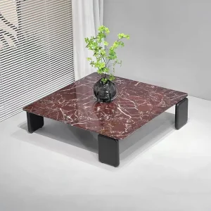 Modern Luxury Square Marble Stone Natural Medium Coffee Table for Apartments Living Room Bedroom Furniture