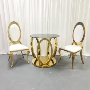 Modern Luxury Stainless Steel Circular Cake Table Wedding Party Decoration Glass Top Dessert Display Coffee Table
