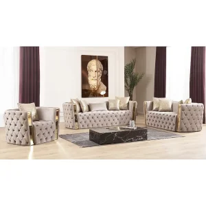 Modern Luxury Stainless Steel Frame Sofa Set Home Furnishings Living Room Villas Offices Durable Wood Fabric Furniture Halls