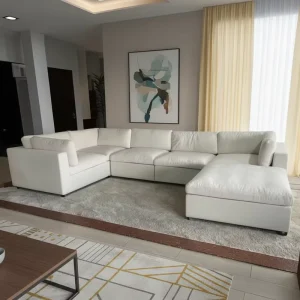 Modern Luxury Style Multi Seat White Cloud Arm Sofa Reclining and Reclinable Features for Hotel Office or Apartment Use