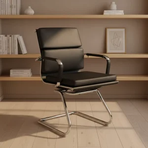 Modern Luxury Synthetic Leather Office Chair Comfortable Swivel Ergonomic Design Adjustable Height Chrome Base