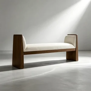 Modern Luxury Tapered Sides Design Eco Friendly Suspension Plush Seat Solid Wood Long Bench for Bedrooms Living Room and Dining
