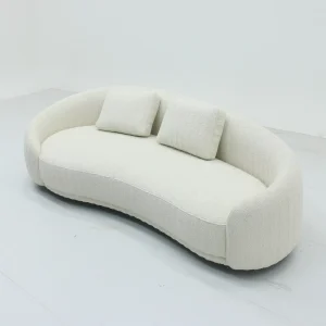 Modern Luxury Three Seater Curved Sofa Set Couch Living Room Furniture Fabric Upholstered Sofa for Home Apartment Villa