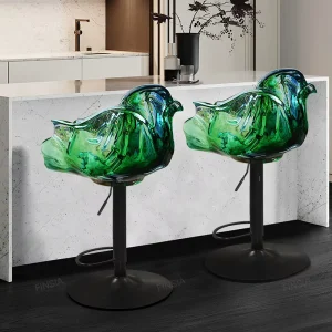 Modern Luxury Translucent Resin Bar Stool Creative Clear Petal Swivel Bar Chair High Counter Chair for Hotel Kitchen Island