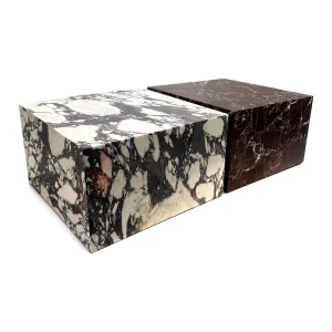 Modern Luxury Travertine Coffee Table Square Marble Plinth Side Table Cube Natural Stone Center Table for Living Room