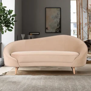 Modern Luxury Two Seater Indoor Sofa with Wooden Legs Living Room Furniture Fabric Couch & Sofa
