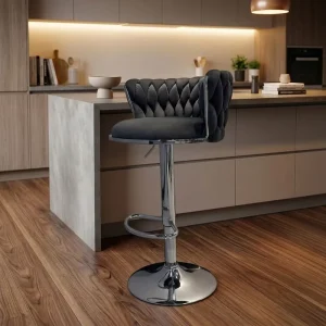 Modern Luxury Velvet High Counter Bar Stool Adjustable Lifting Lowering Stylish Home Hotel Use Light Focus Design