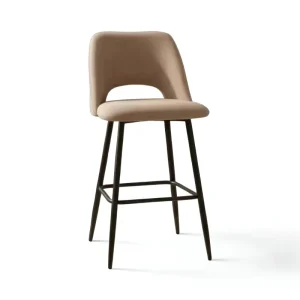 Modern Luxury Velvet Pink Bar Stools with Metal Base Unique Design for Dining Living Room Home Bar and Hotel Bar Furniture