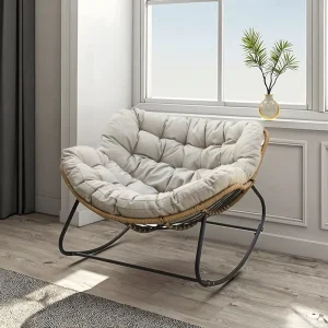 Modern Luxury Velvet Rocking Chair Carbon Steel Home Office Bar Hotel Outdoor Leisure Fabric for Bedroom Living Room