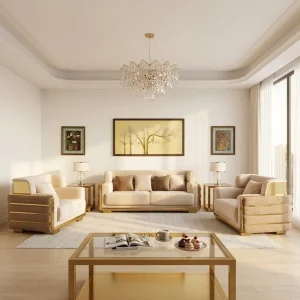 Modern Luxury Velvet Sectional Sofa Set Stainless Steel Base High Rebound Sponge Filled Cushion Back for Home