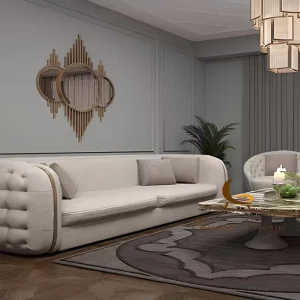 Modern Luxury Velvet Sofa Set for Living Room Fashionable Tufted Furniture with Sponge Filling for Apartment or Mall