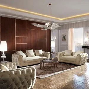 Modern Luxury Velvet Sofa Set for Living Room Tufted Furniture with Sponge Filling for Apartment or Mall