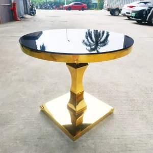 Modern Luxury Wedding Creative Gold Stainless Steel Hotel Banquet Dining Event Outdoor Party Cake Table