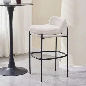 Modern Luxury White Nordic Counter Bar Stool High Metal Fabric Kitchen Furniture for Home Bar Bar Table