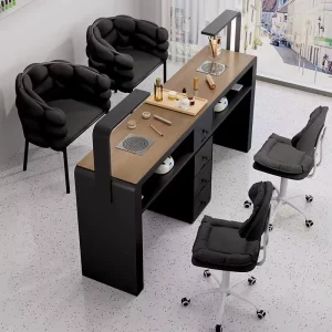 Modern Luxury Wood Nail Table for Eco Friendly Commercial Salons