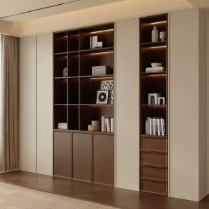 Modern Luxury Wooden Book Cabinet Bookcase Full wall Display Cabinet For Home For Living Room Or Hotel
