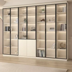 Modern Luxury Wooden Book Cabinet Bookcase Full wall Display Cabinet for Home for Living Room or Hotel