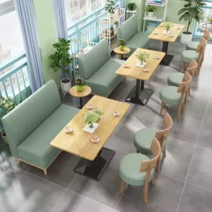 Modern Luxury Wooden Panel Booth Seating Sofa for Restaurants Coffee Shops Restaurant Furniture Set