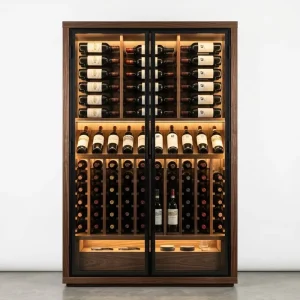 Modern Luxury Wooden Wine Cabinet with Glass Doors LED Lights Custom Storage Bar Cabinet for Home Furniture Dining Room Office