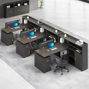 Modern Luxury Wooden Workstation Desk 2 8 Person Office Cubicle with Steel Material Drawer for Villa Office Staff Furniture