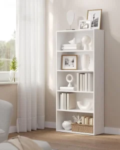 Modern MDF 5 Tier Bookshelf Open Storage for Living Room Home Office Dining Room