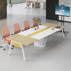 Modern MDF Conference Table with Cable Box and Steel Frame for Office School Training Rooms