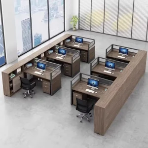 Modern MDF Cubicle Workstation 2 8 Persons Modular Office Desk with Cabinet Screen Socket for Call Center & Office Building