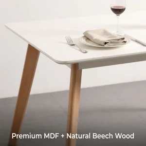 Modern MDF Dining Table With Beechwood Legs and KD Frame for High End Restaurant and Banquet Seating Use