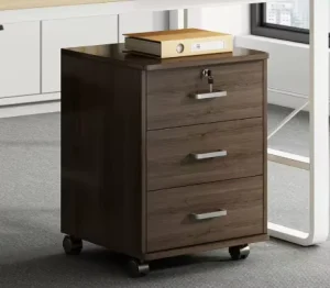 Modern MDF File Cabinet Document Cabinet Under Desk Storage 3 Drawer Lockable Wooden Office Low Cabinet