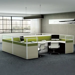 Modern MDF Modular Durable Water Resistant Eco Friendly Cubicle Divider 4 Person Office Workstation Desk Easy Assembly