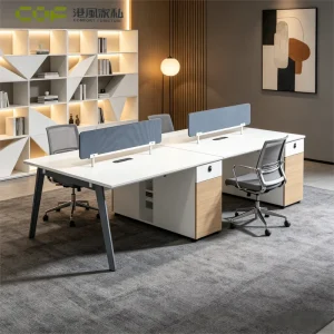 Modern MDF Office Desk Partition Workstation 4 Legged Adjustable Ergonomic Desks for 4 Persons Customizable Workstations