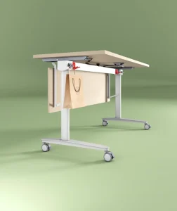 Modern MFC Board Foldable Training Table Metal Frame Mobile Training Desk With Castors Office Meeting Room Furniture