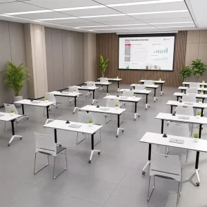 Modern MFC Foldable Flip Top Table for Conference Training Room and Meeting Waiting Area