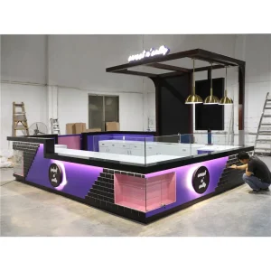 Modern Mall Food Kiosk Interior Decoration Counter Pop up Shop Furniture Coffee Bar Counter Table Coffee Kiosk Stand
