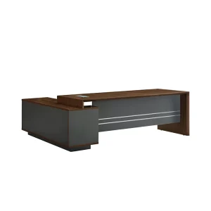 Modern Manager Office Desk 2.2M L Shaped Executive Workstation Melamine Computer Table with Return Storage Cabinet