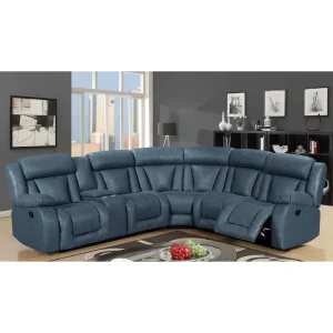 Modern Manual Sectional Recliner Corner Sofa Set Wood Fabric Upholstery Cooling Massage LED Light Living Room OEM ODM