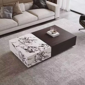 Modern Marble Coffee Table for Small Apartments with Storage Eco Friendly Luxury Stone Slab Living Room Furniture