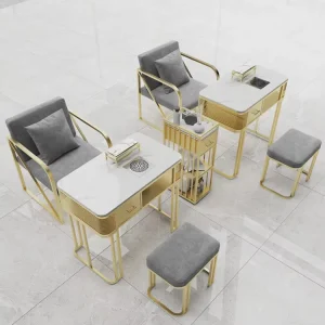 Modern Marble Manicure Table Furniture Luxury Desk Nail Bar Table With Dust Collector With Storage