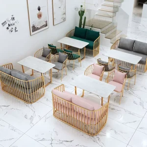 Modern Marble & Wood Cafe Tables and Chairs for Living Room Home Hotel Apartment for Coffee Shops Bars Restaurants