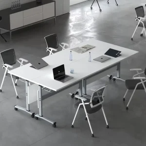 Modern Meeting Sliding Movable Adjustable Stackable Office Folding Training Tables with Easy Assembly