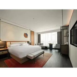 Modern Melamine Hotel Apartment Bedroom Furniture Set with Customization Options