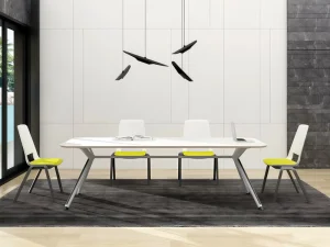 Modern Melamine MDF Conference Table with V Shaped Metal Frame Office Meeting Room Desk Furniture Home Office 6 Seater