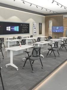 Modern Metal Aluminum Portable Mobile Flip Top Training Seminar Desk Co Working Folding Desk for Industrial Workspace