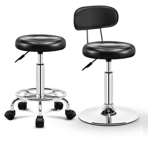 Modern Metal Bar Stool Swivel Lift Rotating Barber Shop Chair Household High Stool Round Beauty Stool 5-Star Base Casters