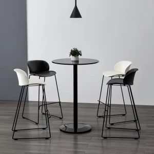 Modern Metal Bar Table High Foot Casual Coffee Table for Balcony Household Use with Bar Chair