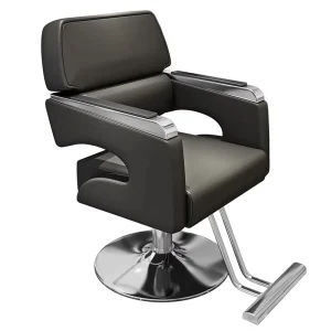 Modern Metal Barber Chair for Beauty Salon with 360 Degree Swivel and Lifting Features