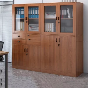 Modern Metal Bookshelf Storage Steel Office Furniture File Cabinet With Glass Doors