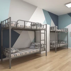Modern Metal Bunk Bed School Apartment Dormitory Home Office Workshop Durable Steel Bunk Beds