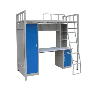 Modern Metal Bunk Bed with Desk and Wardrobe for Student Dormitory Bedroom Hotel School or Hospital Use