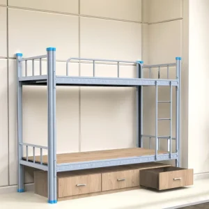 Modern Metal Bunk Bed with Stairs and Anti Slip Steps for School Dormitory